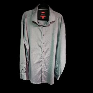 Kenneth Cole Men's slim fit tall light gray dress shirt